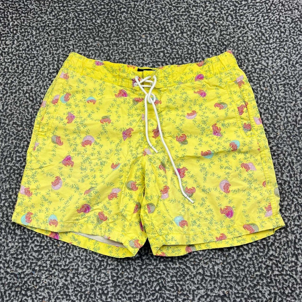 Rodd & Gunn Swim Shorts Men Medium Yellow Hermit Crab Print Trunks M